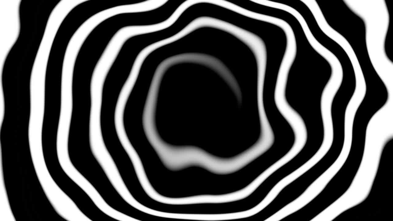 hipnótico giro blanco ondulado en un fondo oscuro animación de bucle 4k, resolución ultra hd video de stock