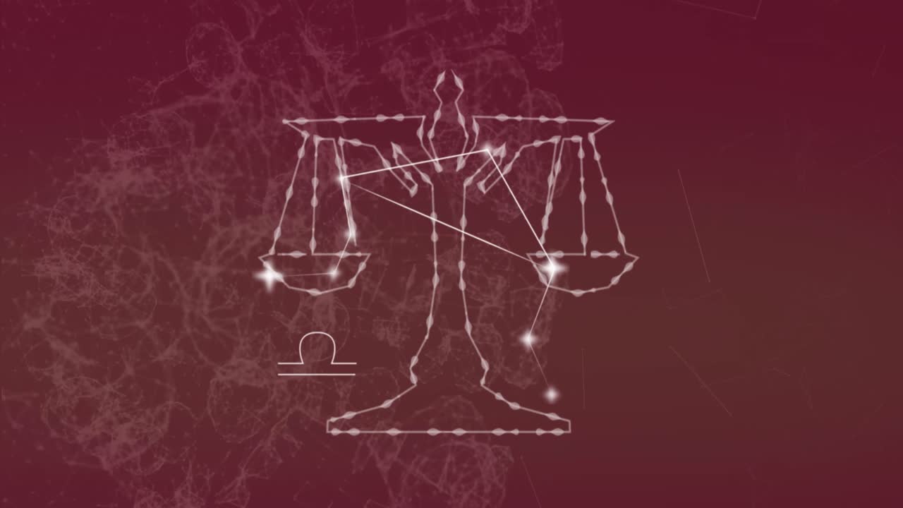 animación del signo estelar de libra con estrellas brillantes.
