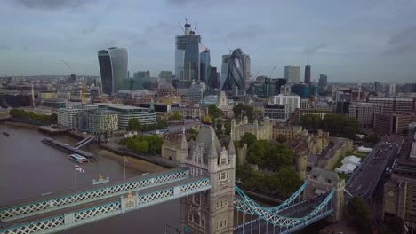 aerial view of tower bridge and downtown london