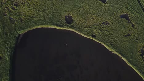 Aerial-Footage-of-River-Delt-and-Lakes-During-Sunny-Summer-In-Snaefellsness-Peninsula,-Iceland