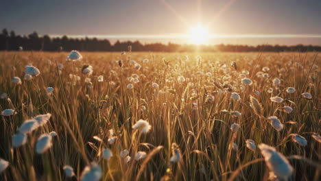 sunset over a field of wildflowers
