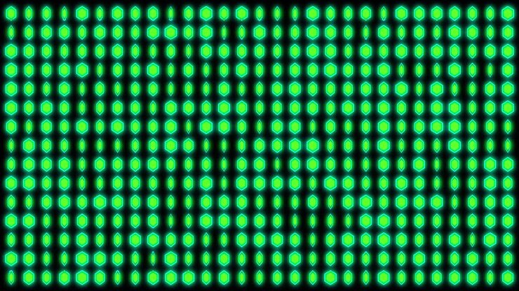 Animation of changing green dots on black background