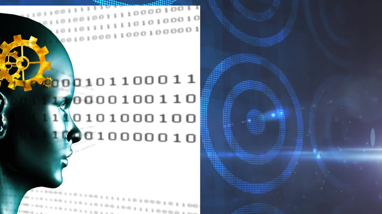 Animation of cogs in head over data processing