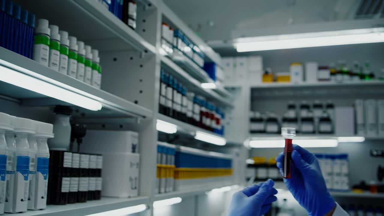 Tecnico di Laboratorio Medico che Esamina un Campione di Sangue