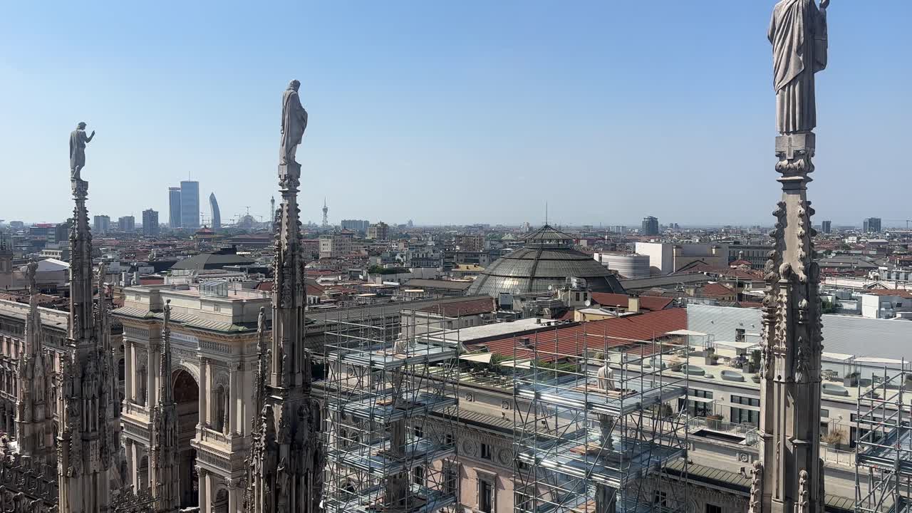 Milan city italy view from Duomo di Milano looking over the town