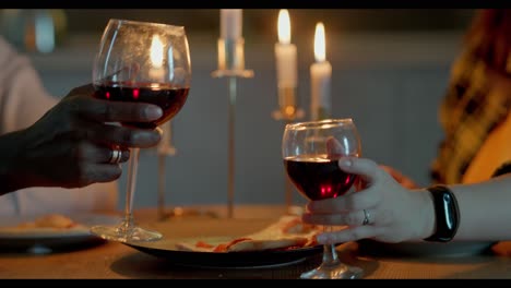 romantic dinner with candles and wine
