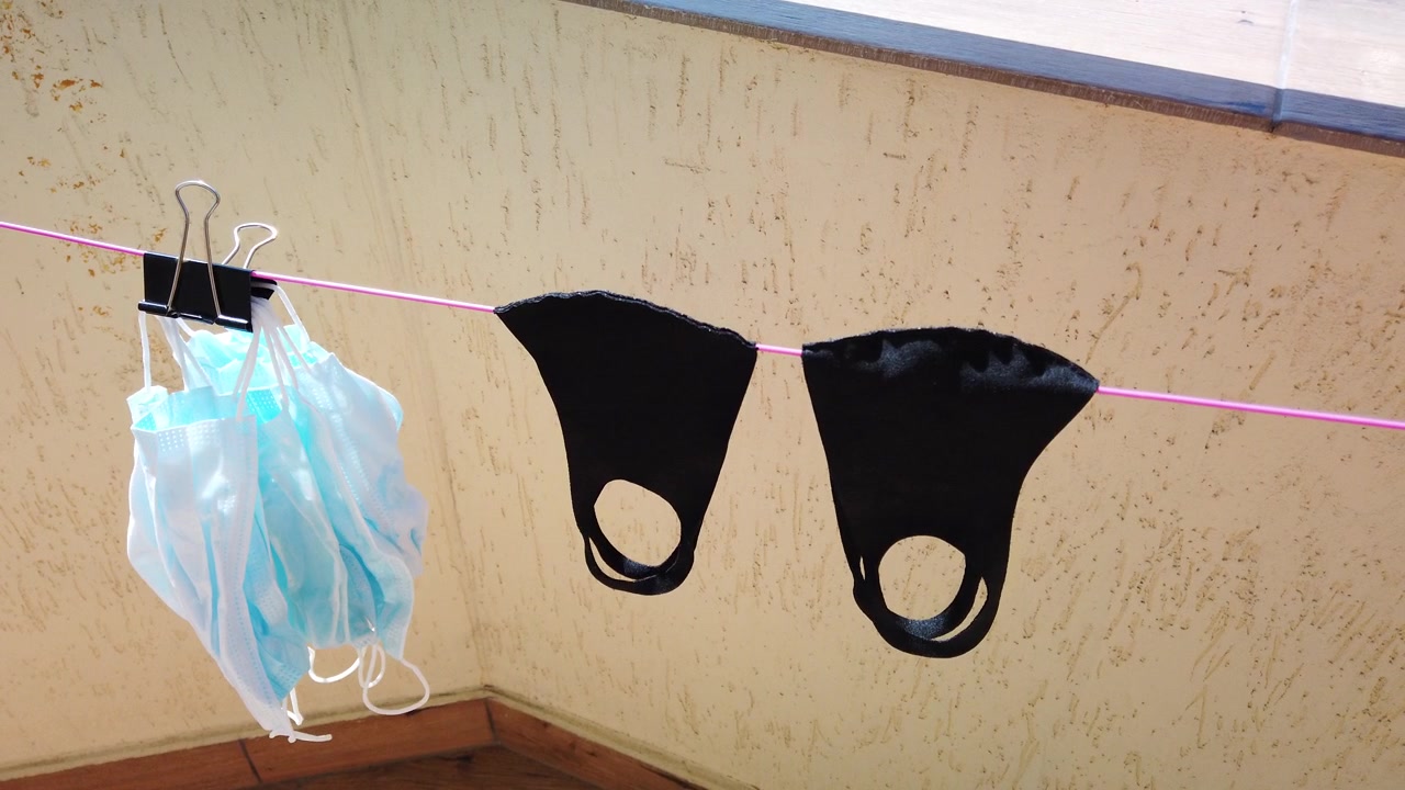 Drying and disinfecting masks during coronavirus epidemic (COVID-19).