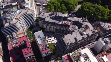 4k aerial top view of palacio paz in retiro, buenos aires