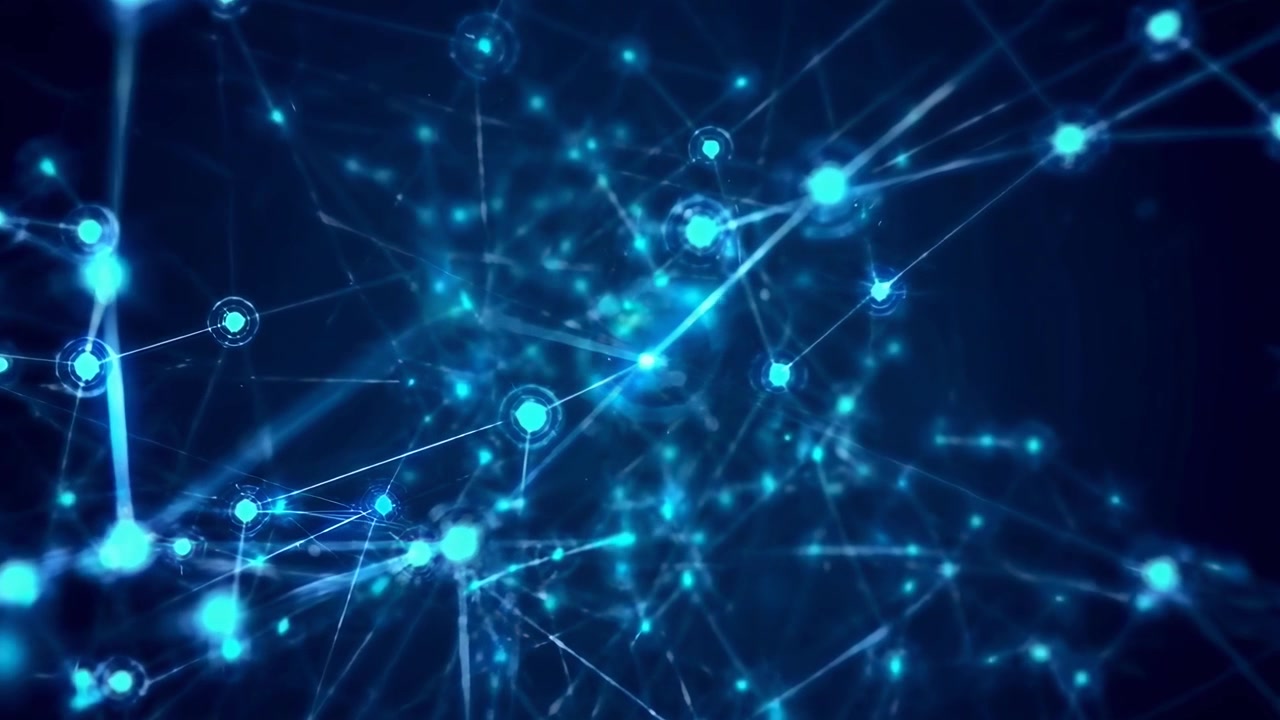 Dynamic Abstract Network with Pulsating Blue Connections