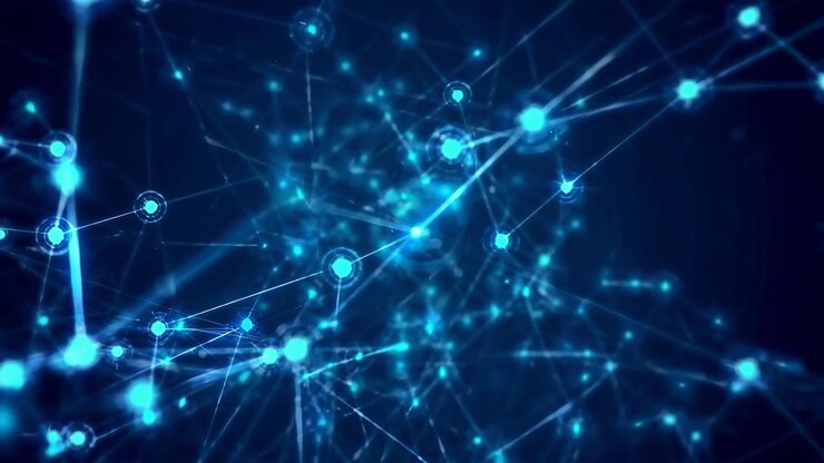 Dynamic Abstract Network with Pulsating Blue Connections