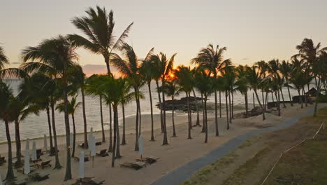 aerial drone view of sunrise at the beach