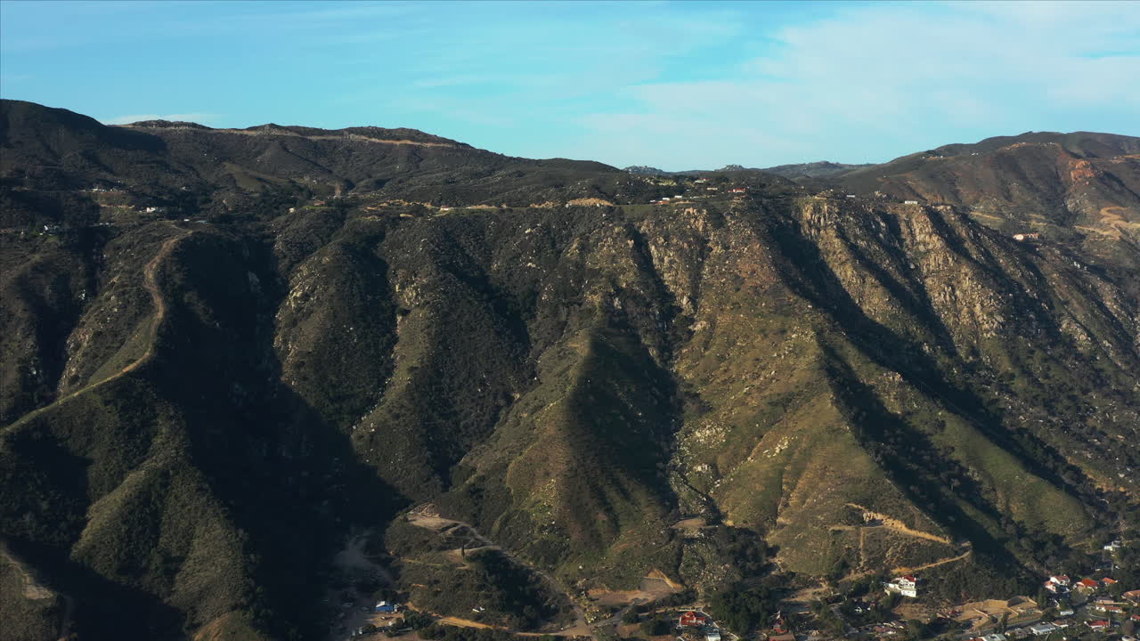 Aerial View of Mountains and Houses in California