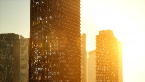 sunset-aerial-shot-of-skyscrapers-of-business-centre