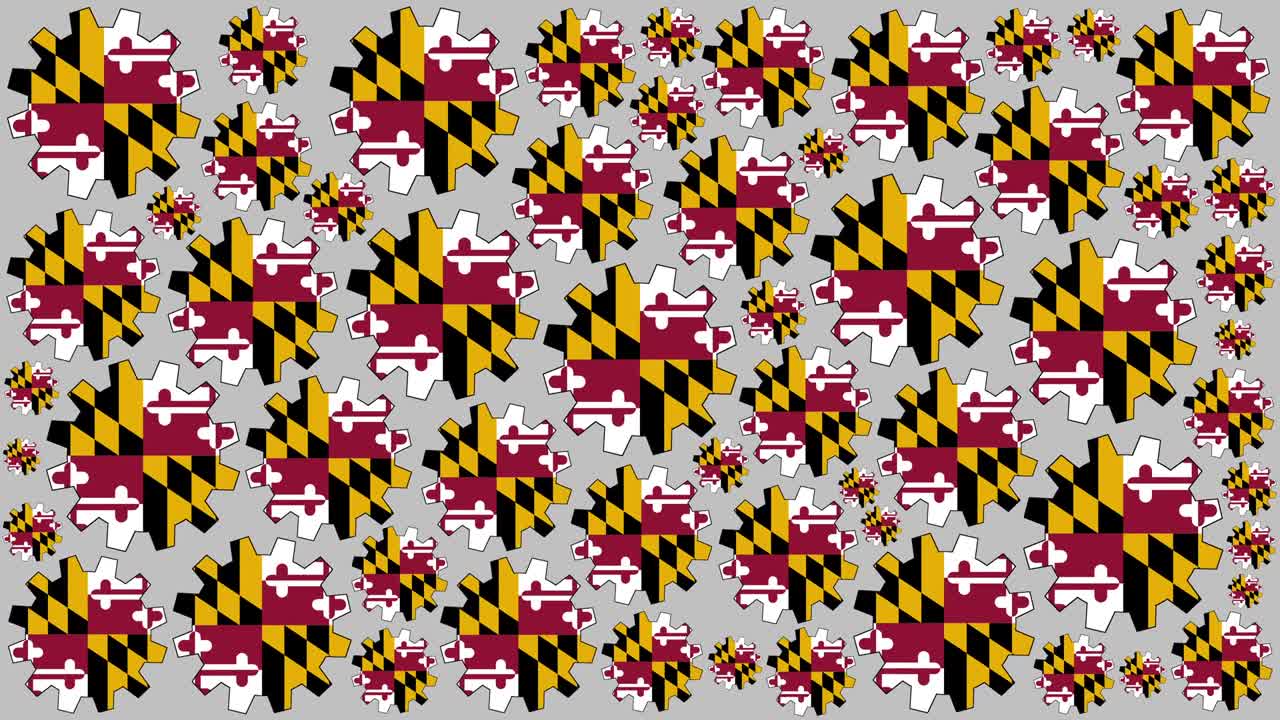 maryland estados unidos bandera del estado engranajes girando fondo