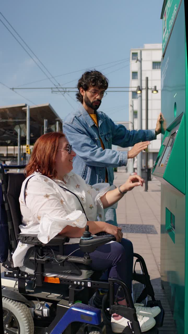 Accessible public transport with a woman in a wheelchair