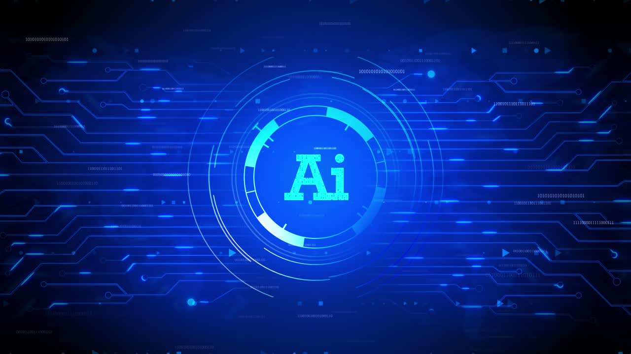 Artificial intelligence machine learning symbol ai loop animation 5g high speed internet connection