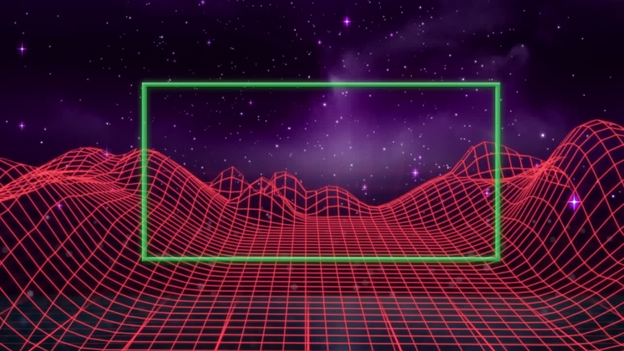 빨간색 배경에 디지털 산 위의 모양의 애니메이션