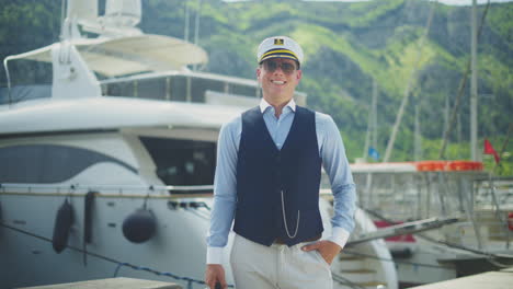 captain at the yacht dock