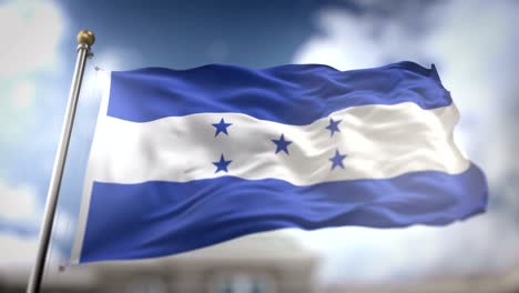 honduras flag waving slow motion 3d rendering blue sky background - seamless loop 4k