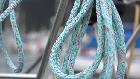 sailors knot rope on parked boat