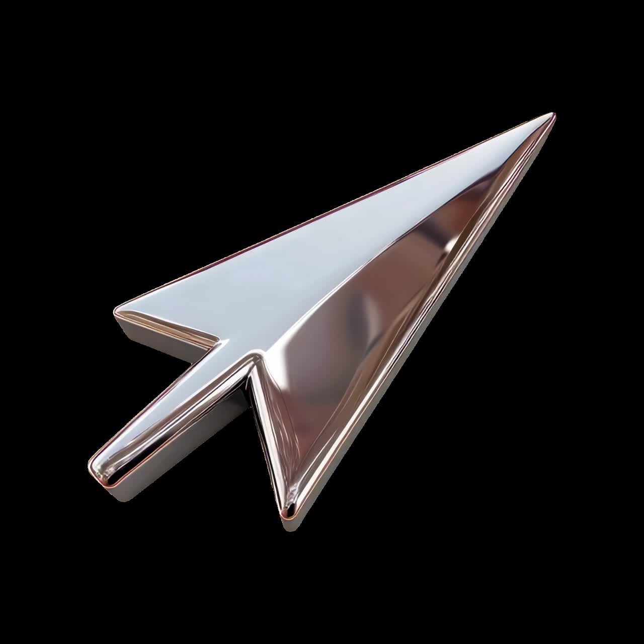 Sleek metallic arrow icon animation isolated asset, transparent 4K video, alpha channel, ProRes 4444
