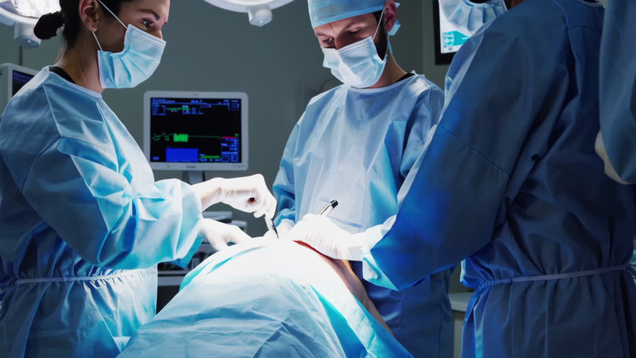 수술실에서 수술 절차