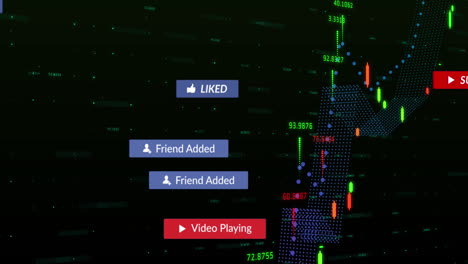 Animation-Von-Benachrichtigungsleisten-über-Diagrammen-Mit-Wechselnden-Zahlen-Vor-Schwarzem-Hintergrund