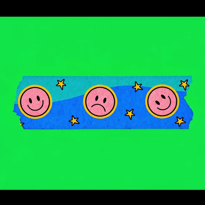 Animated Smiley and Sad Emoji Faces on Textured Tape