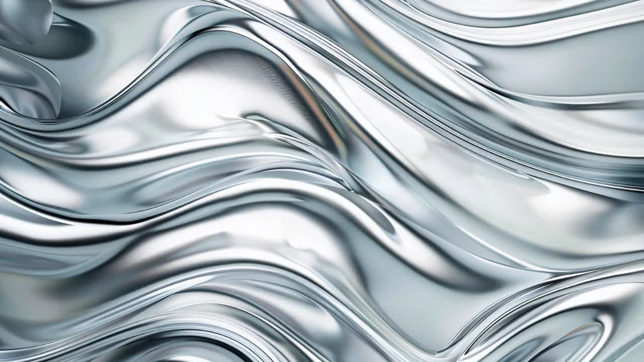 Abstract Silver Liquid Metal Waves