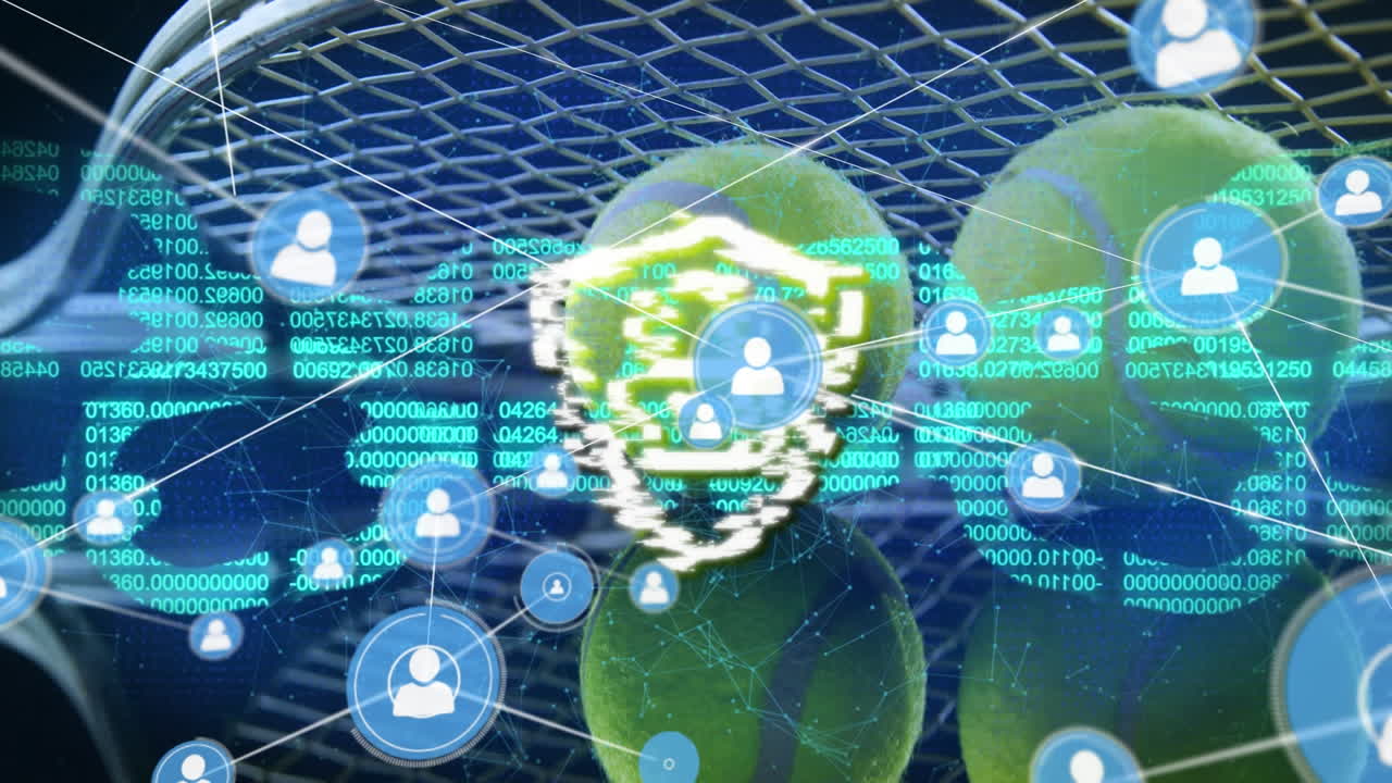 아이콘과 글로브로 연결된 네트워크의 애니메이션.