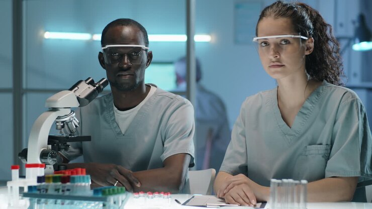 Portrait of Multiethnic Male and Female Scientists in Lab