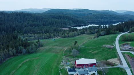 forested valleys with a view of isolated architecture in the countryside