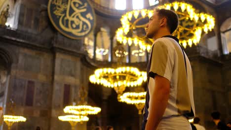 man examining interior hagia sophia