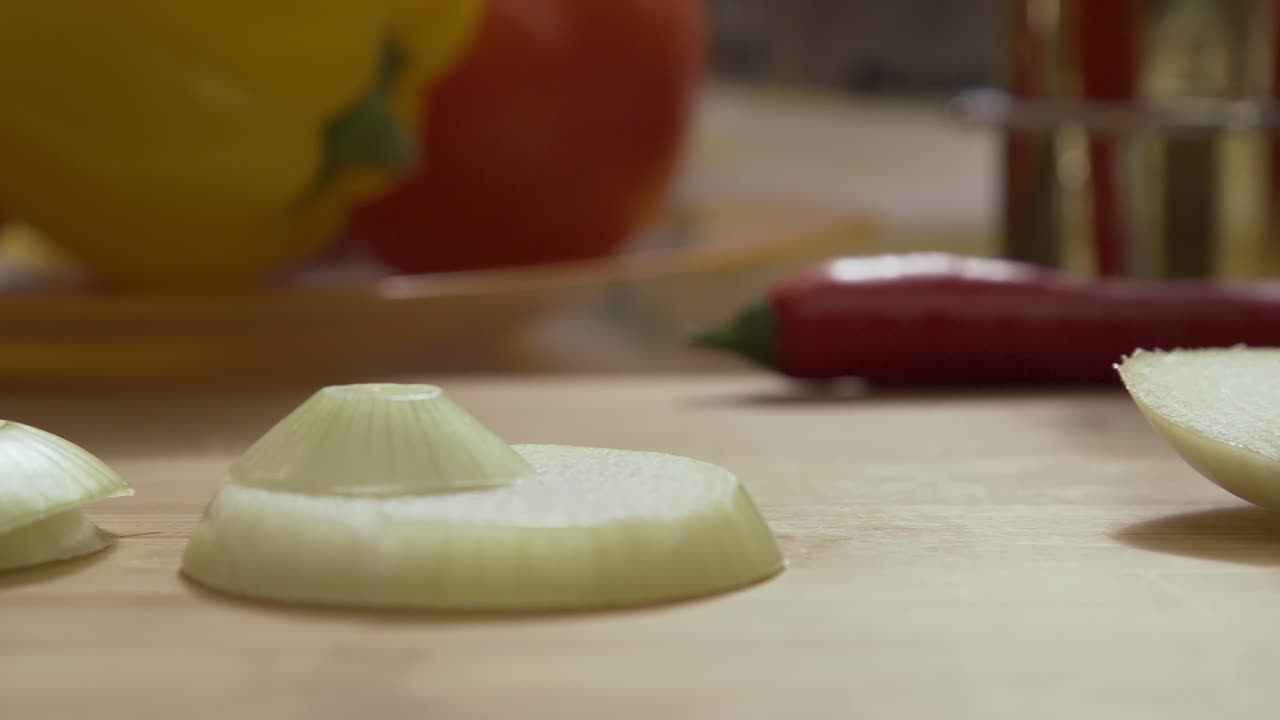 Sliced Onion on Cutting Board