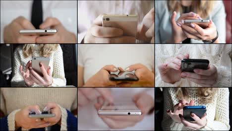 online business concept, male and female hands and smartphone