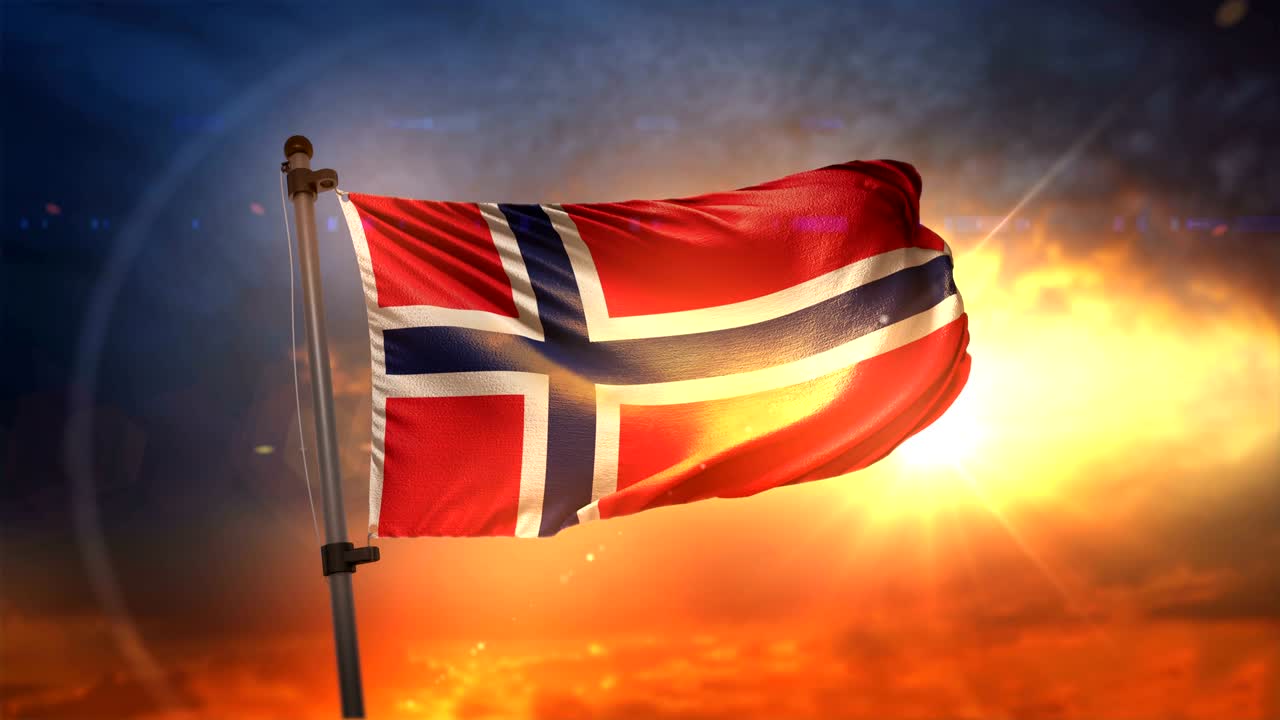 노르웨이 발은 아름다운 해가 뜨는 순환 속도 느린 모션 4k에서 백라이트됩니다.