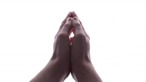 Hands-Of-A-Caucasian-Man-Tapping-Fingers-Together-In-White-Background---close-up,-studio-shot