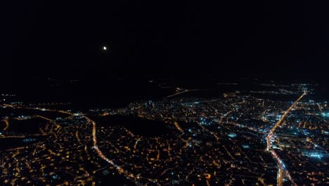 aerial night view of edirne city landscape. 4k footage in turkey