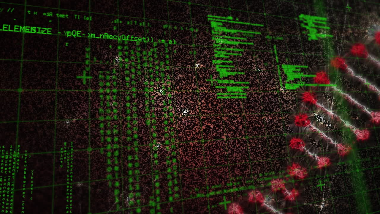animación del procesamiento de datos sobre el hilado de cadenas de adn en 3d