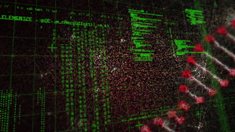 animación del procesamiento de datos sobre el hilado de cadenas de adn en 3d