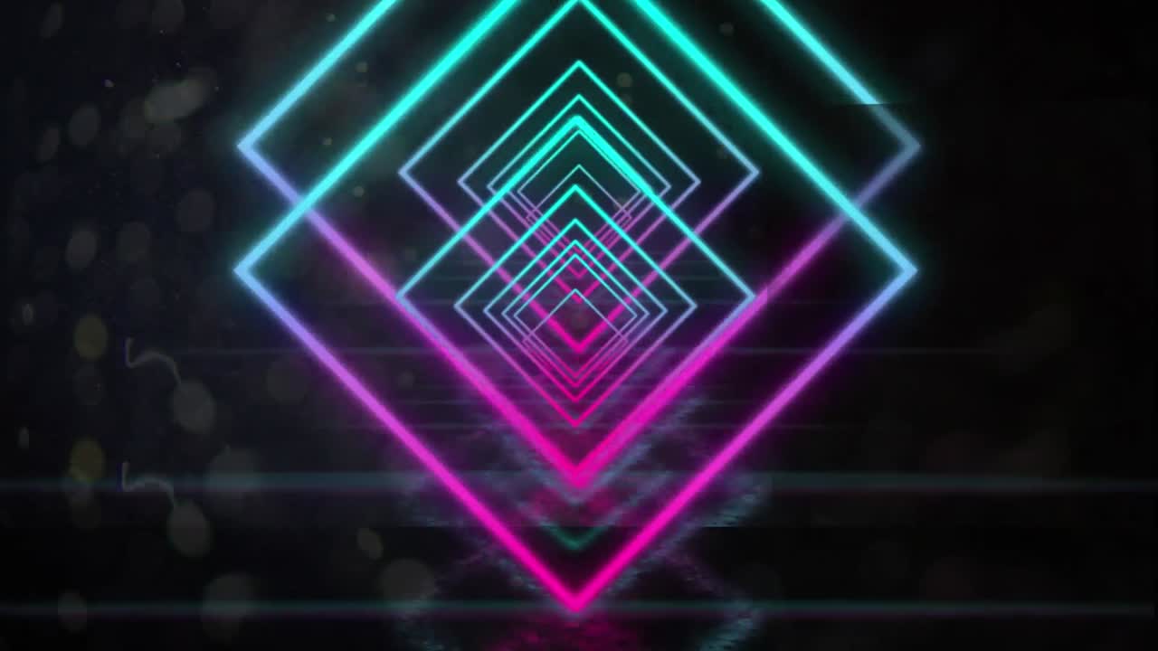 Premium stock video - Animation of neon shapes over black background