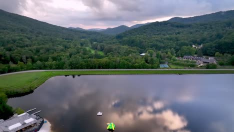 swimming area and lake beach at grandfather golf and country club near grandfather mountain nc, north carolina