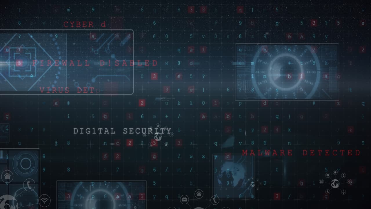 Animation of data processing over black background