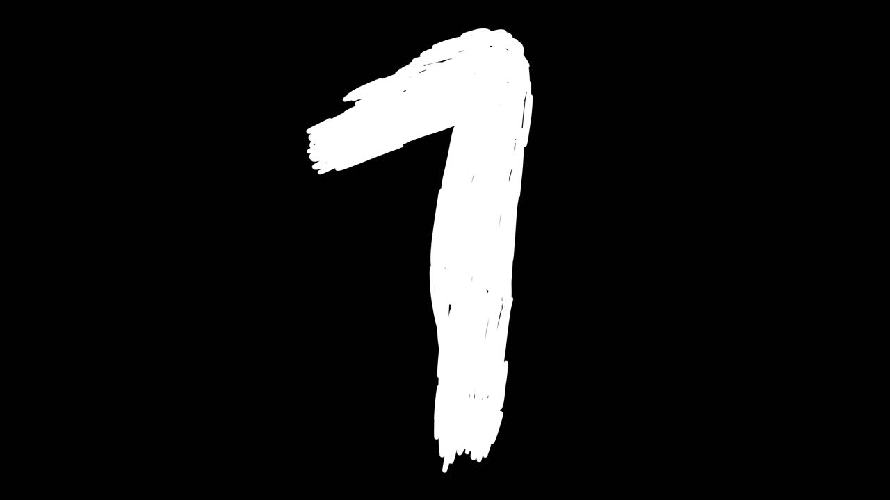 Hand-Drawn White Number One Sketch on Black Background