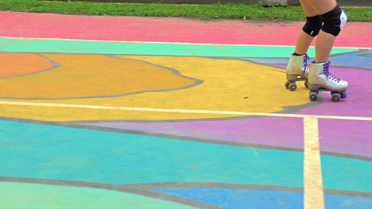 slow motion shot of a person rollerblading along a vibrant park in Panama
