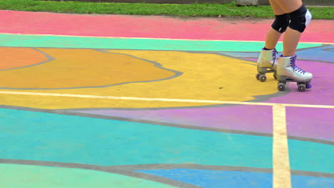 slow motion shot of a person rollerblading along a vibrant park in panama
