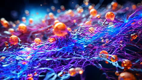 colorful microscopic view of cellular structures and their interactions