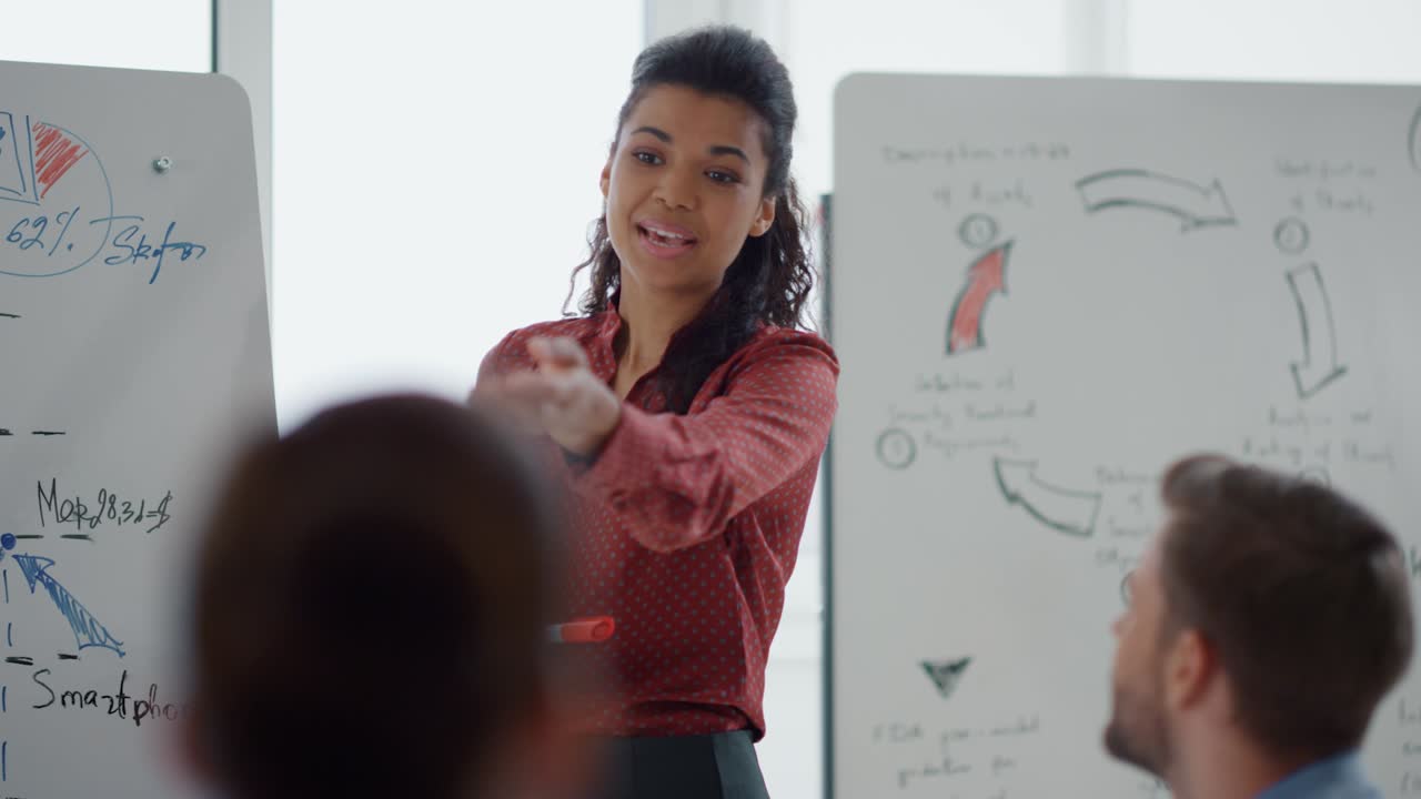 African american woman making business presentation