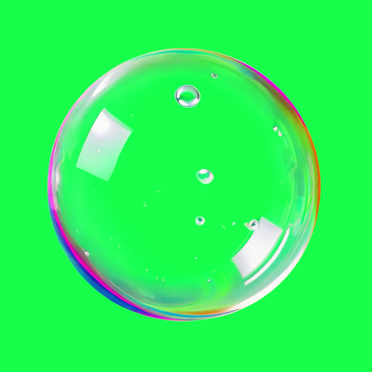 Colorful bubble animation, transparent 4K video, green screen