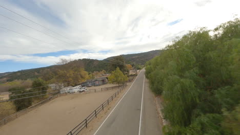 fpv disparó sobre la carretera y los árboles